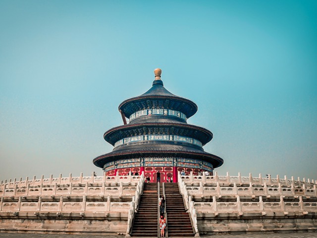 The Temple of Heaven in Beijing beneath a vivid blue sky